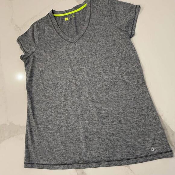 Xersion Gray Performance Wear Activewear Workout Short Sleeve Top Womens Large - Picture 2 of 5